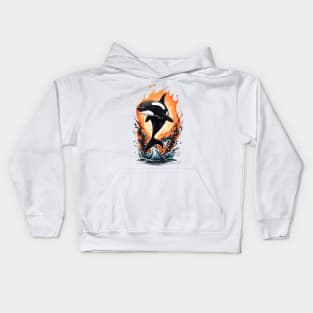 Orca jump in the sea Kids Hoodie